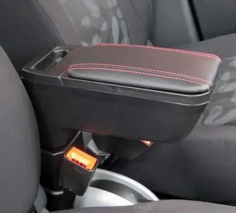 Sale | Armsteun Modern VW Fox vanaf 2005 Zwart Leder - Rood Sticksel